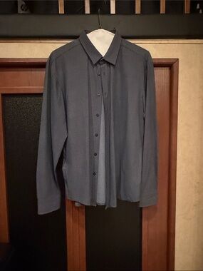 Boss Men's Lightweight Button-Front Shirt Jacket - Navy Blue